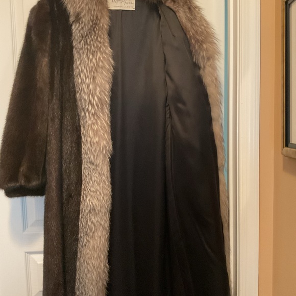 Genuine mink coat with fox trim - Picture 3 of 9